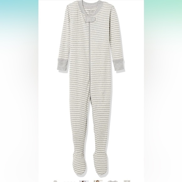 NWT  Moon & Back one Piece footed pajamas‎ unisex striped size 18/24 - Picture 1 of 9